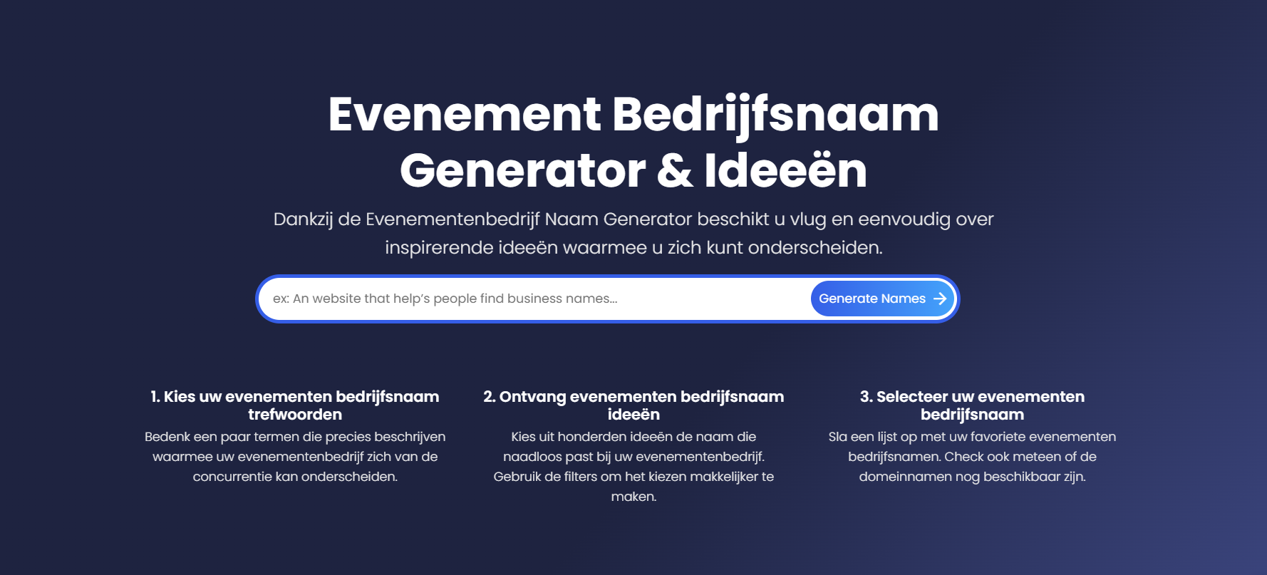 Evenement Bedrijfsnaam Generator & Ideeën