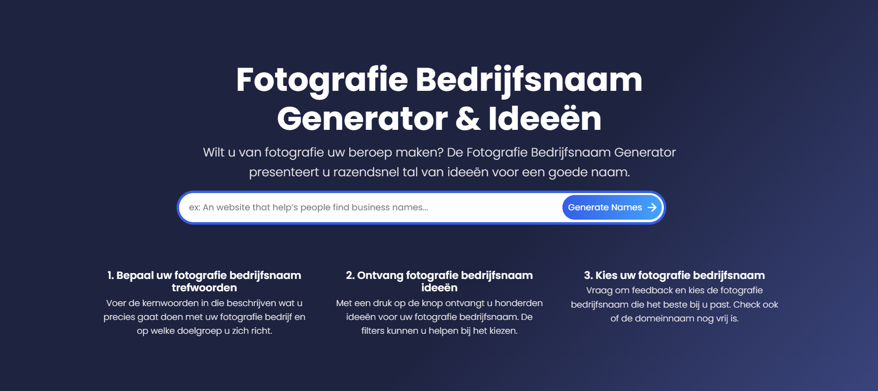 Fotografie Bedrijfsnaam Generator & Ideeën