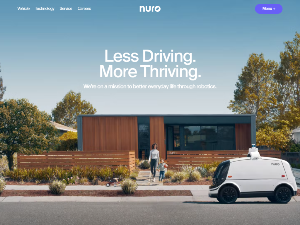 screenshot of nuro's website