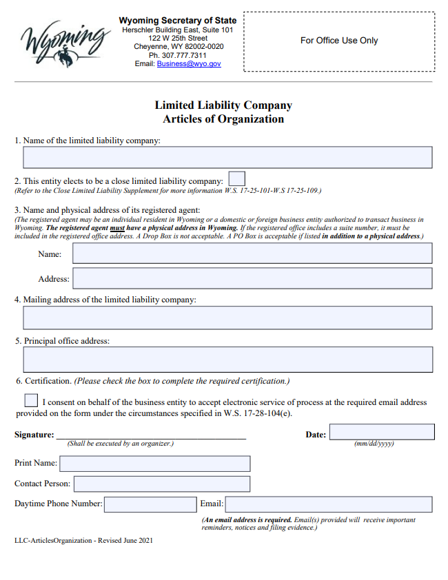Articles Of Organization