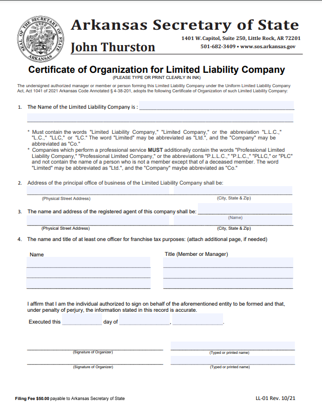 Articles Of Organization