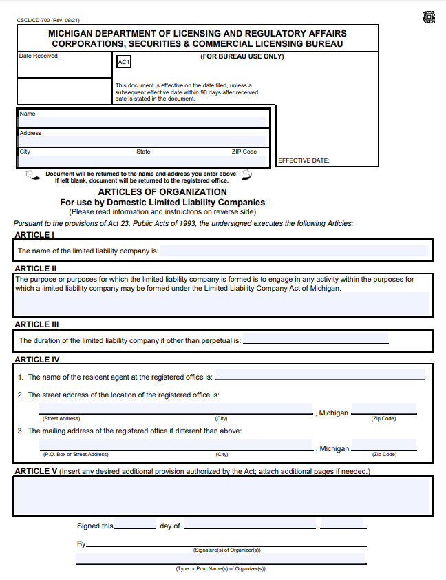 Articles Of Organization