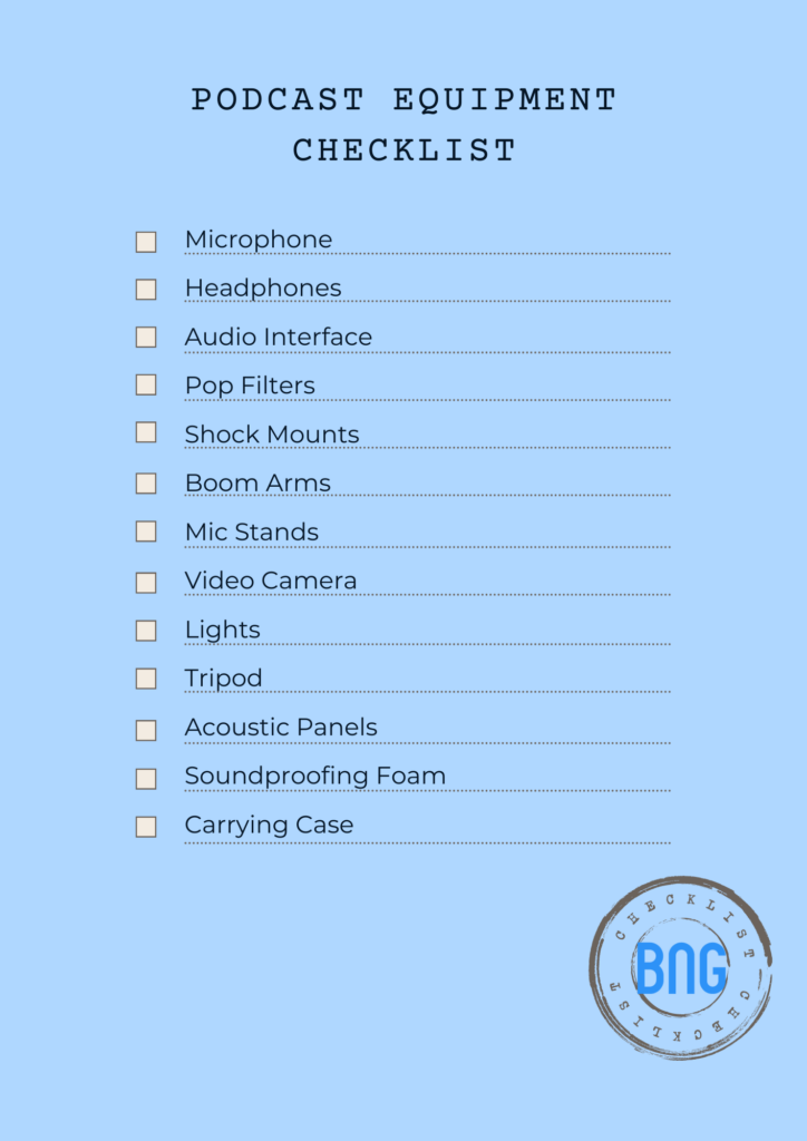 equipment podcast checklist