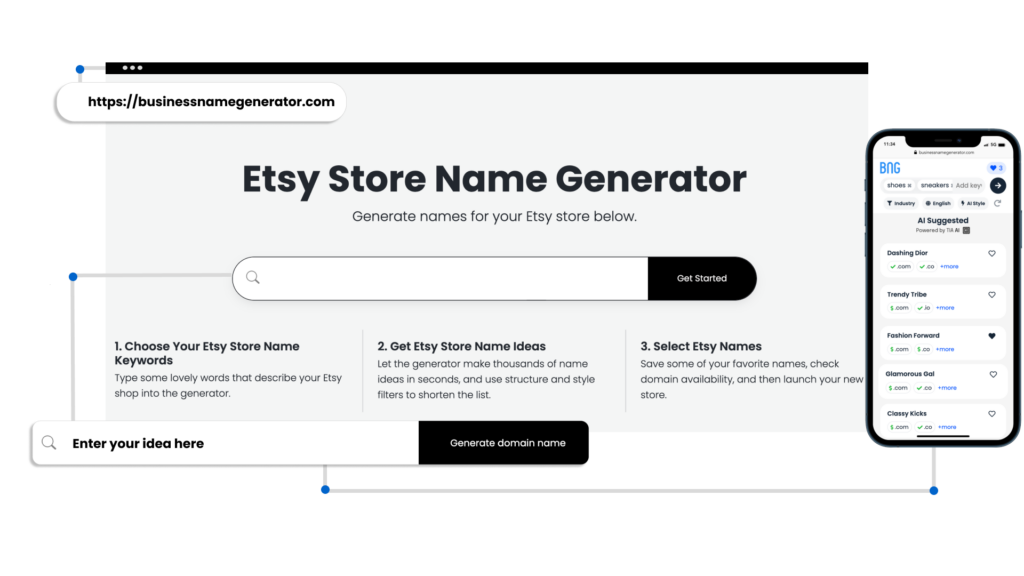 screenshot - Etsy Store Name Generator