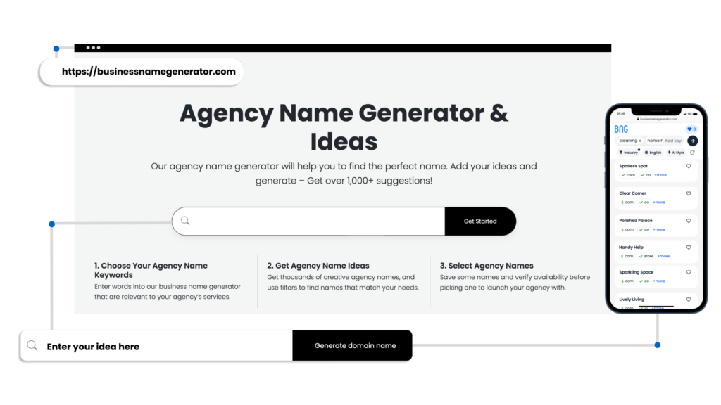 Screenshot - Agency Name Generator and Ideas