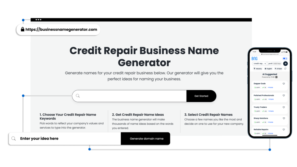 Screenshot- Credit Repair Business Name Generator