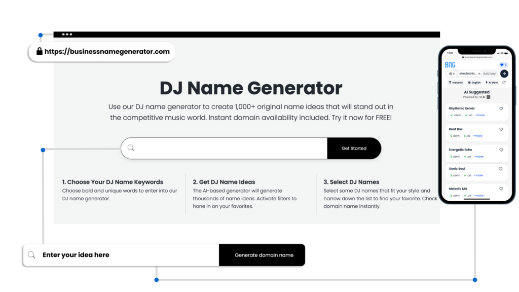 DJ Name Generator Trademark and Logo