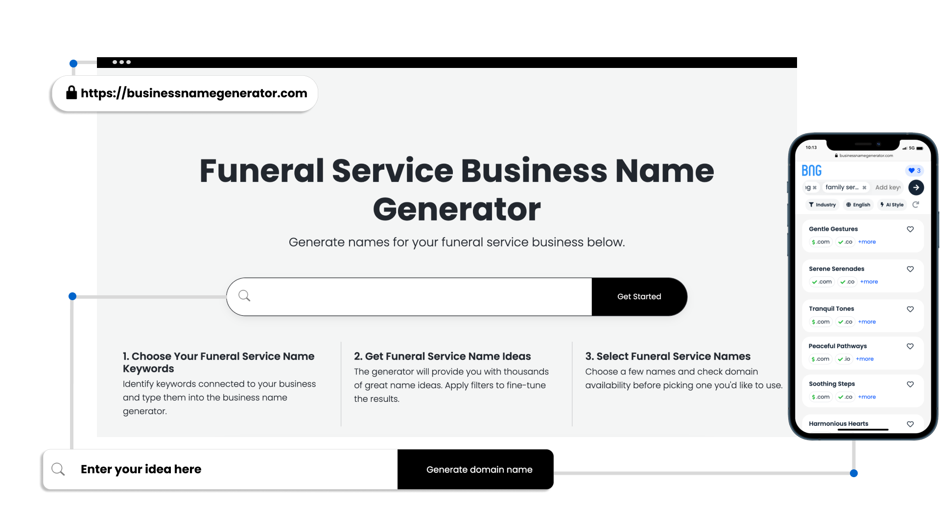 Screenshot - Funeral Service Business Name Generator