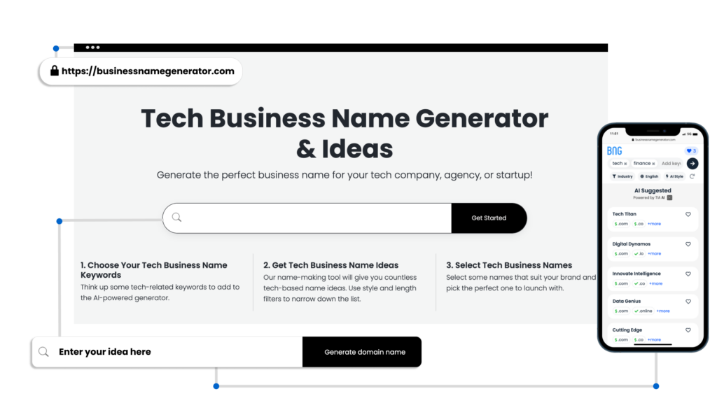 Screenshot - Tech Business Name Generator and Ideas