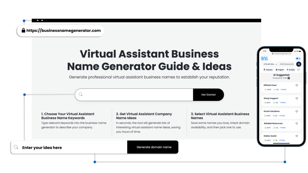 Screenshot of How to use our Virtual Assistant Business Name Generator