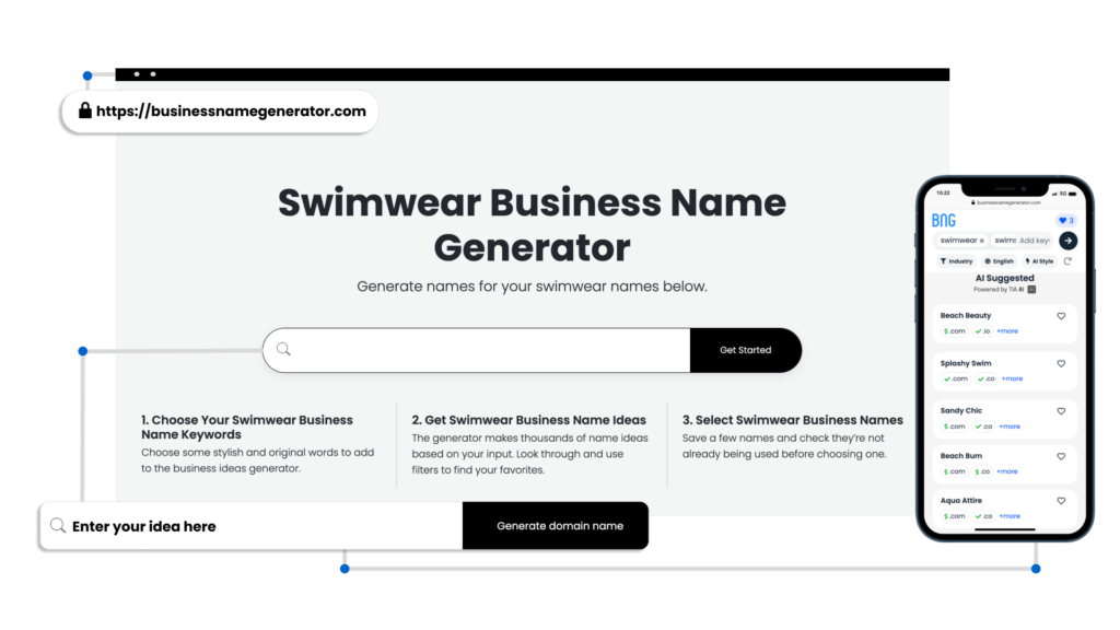 Screenshot of How to use our Swimwear Business Name Generator
