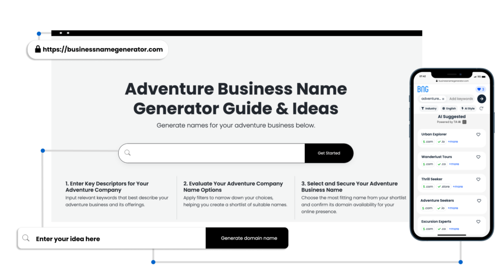 Screenshot of How to use our Adventure Business Name Generator