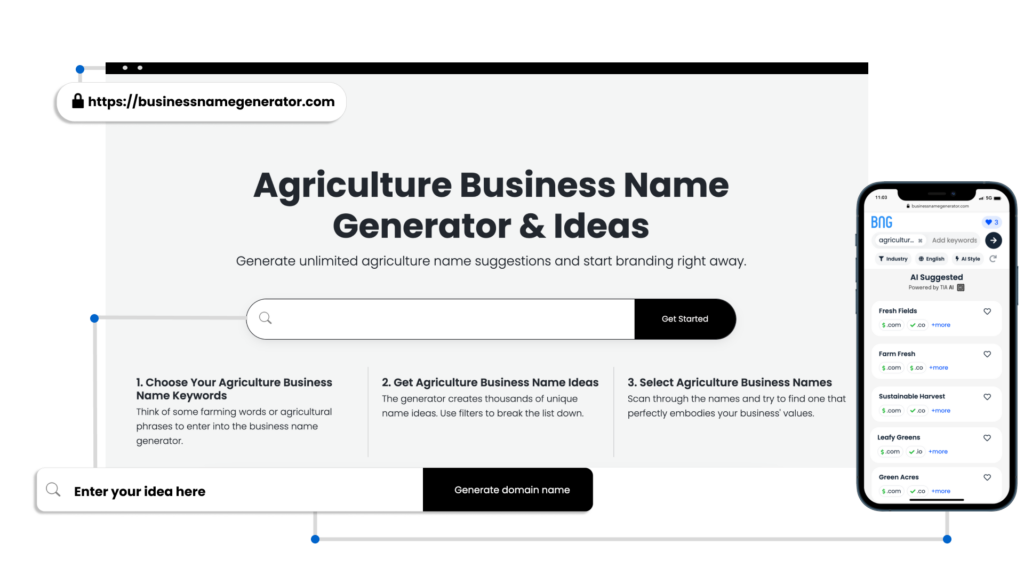 Screenshot of How to use our Agriculture Business Name Generator