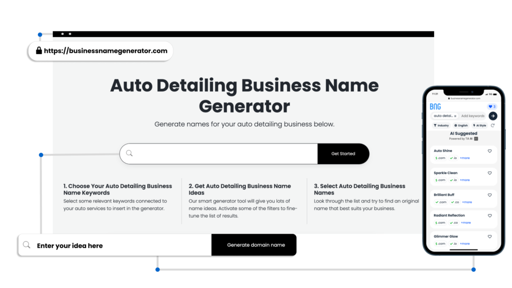 Screenshot of Auto Detailing Business Name Generator