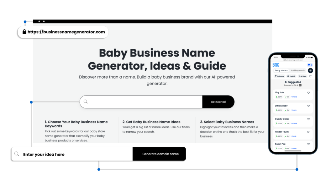 Screenshot of How to use our Baby Business Name Generator
