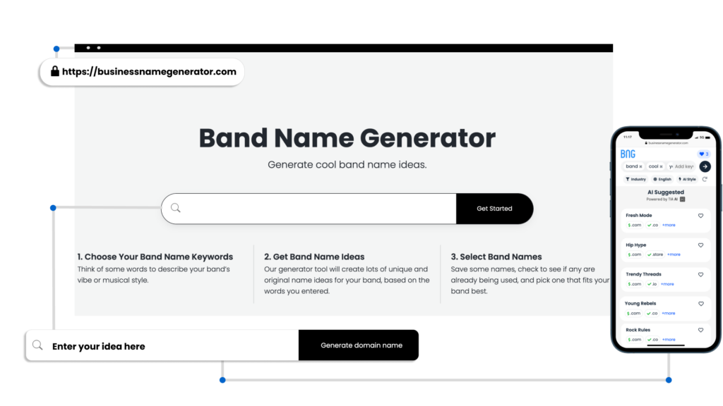 Screenshot of How to use our Band Business Name Generator