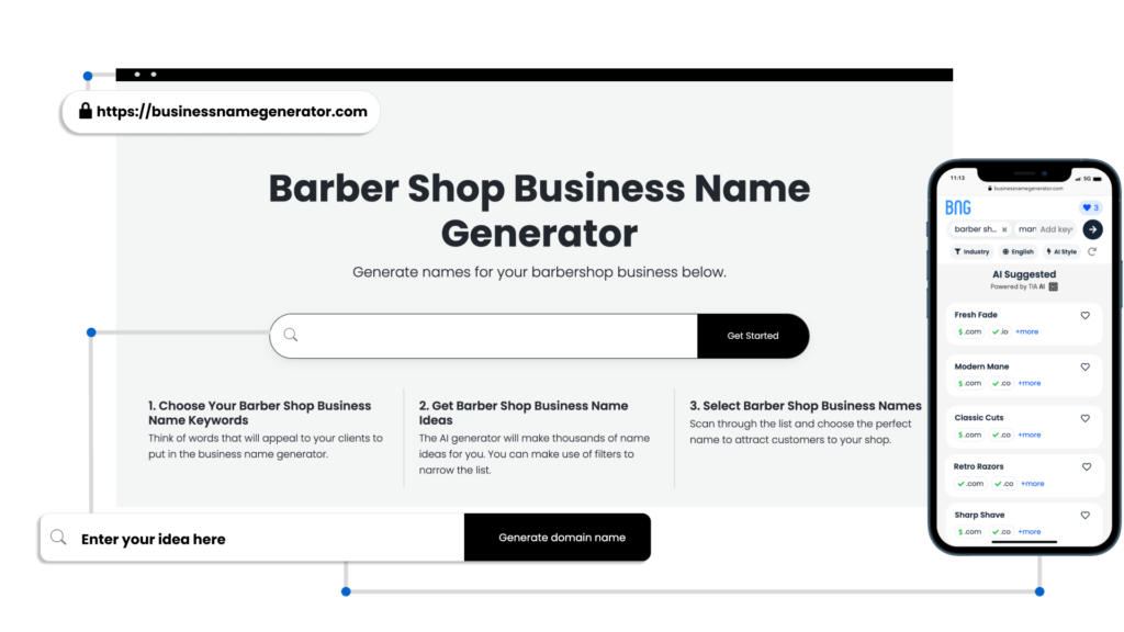 Screenshot of Barber Shop Business Name Generator