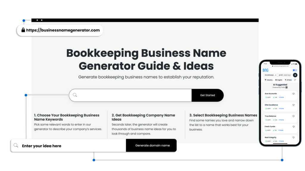 Screenshot of How to use our Bookkeeping Business Name Generator