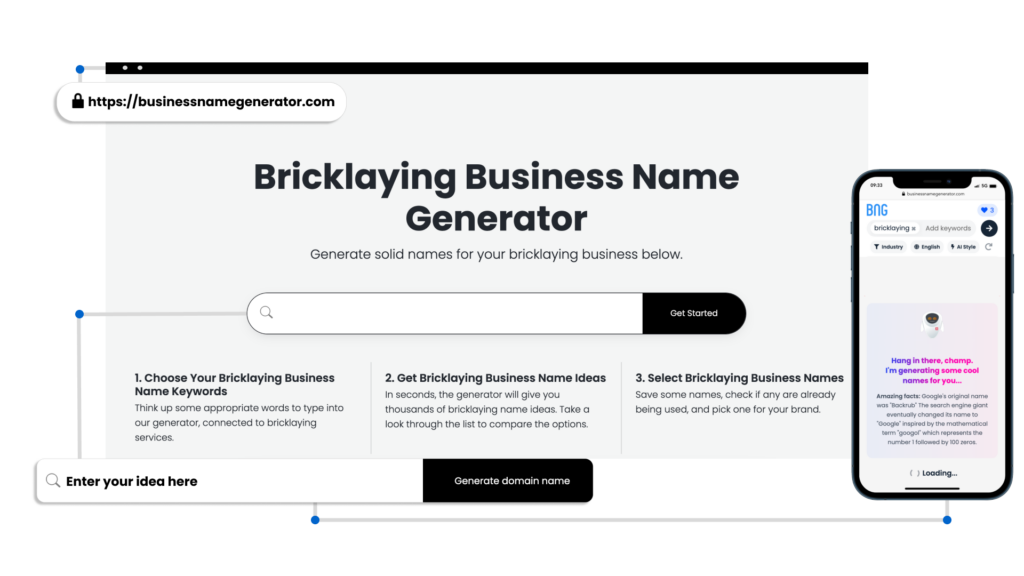 Screenshot of How to use our Bricklaying Business Name Generator