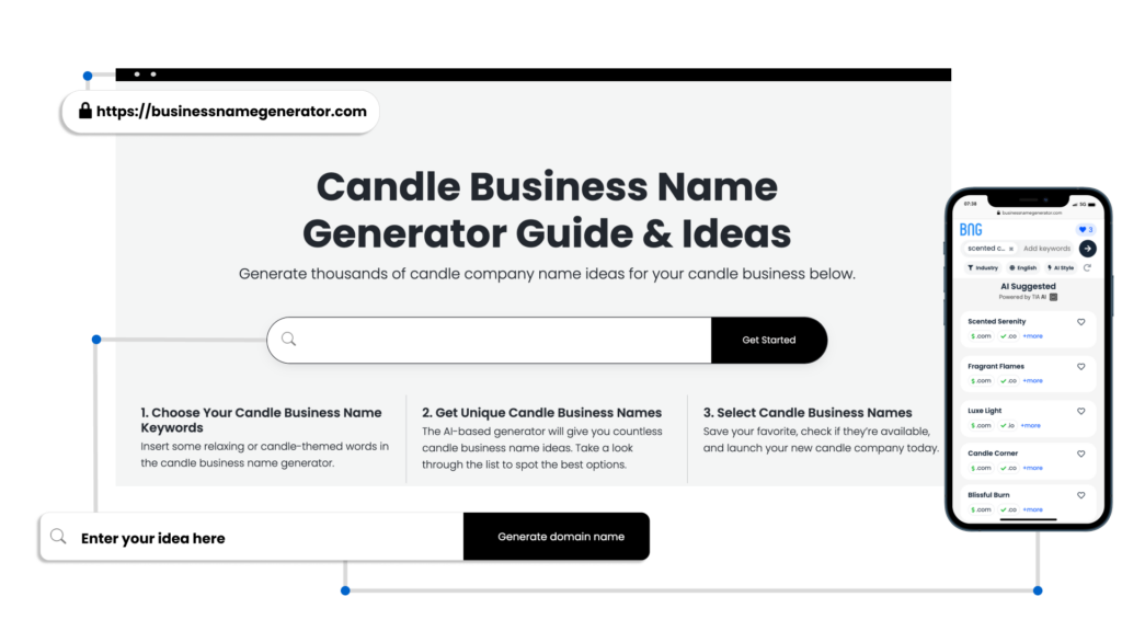Screenshot of How to use our Candle Business Name Generator