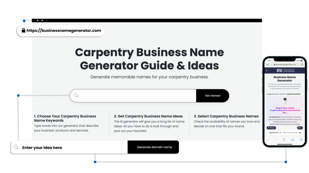 Screenshot of How to use our Carpentry Business Name Generator