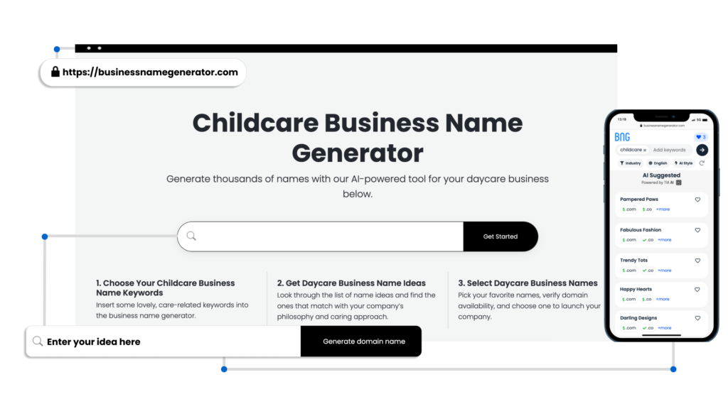 Screenshot of How to use our Childcare Business Name Generator