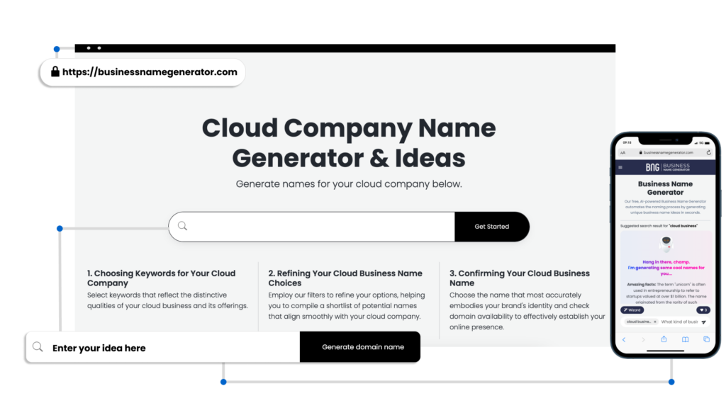 Screenshot of How to use our Cloud Company Name Generator