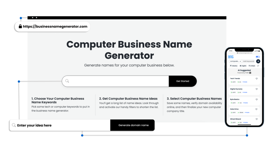 Screenshot of How to use our Computer Business Name Generator