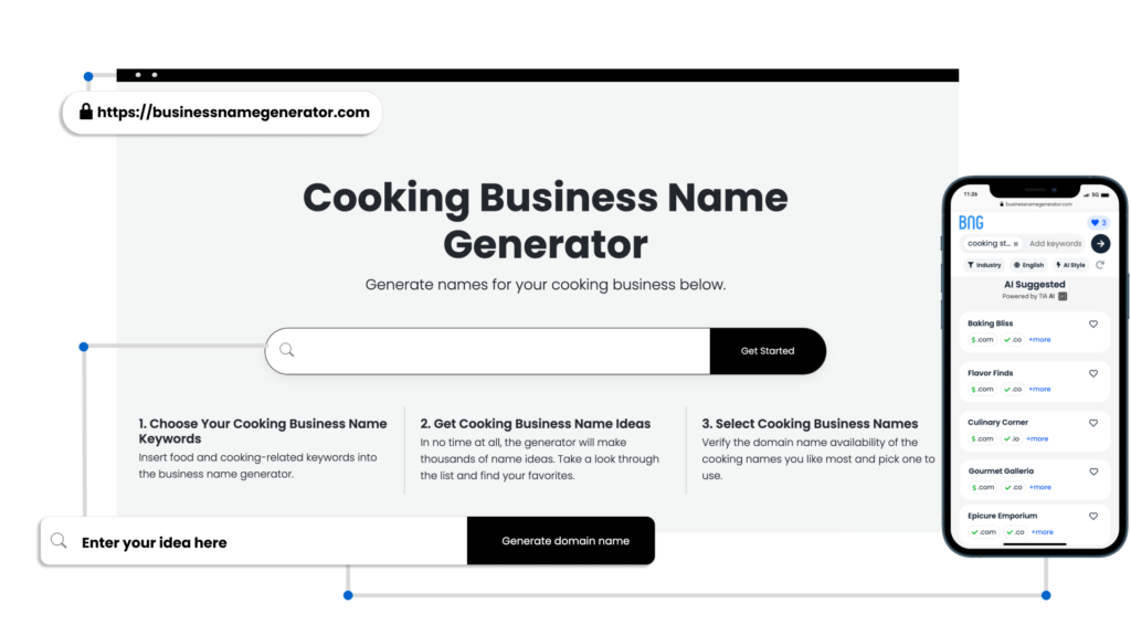 Screenshot of Cooking Business Name Generator