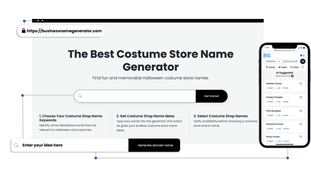 Screenshot of How to use our Costume Store Name Generator