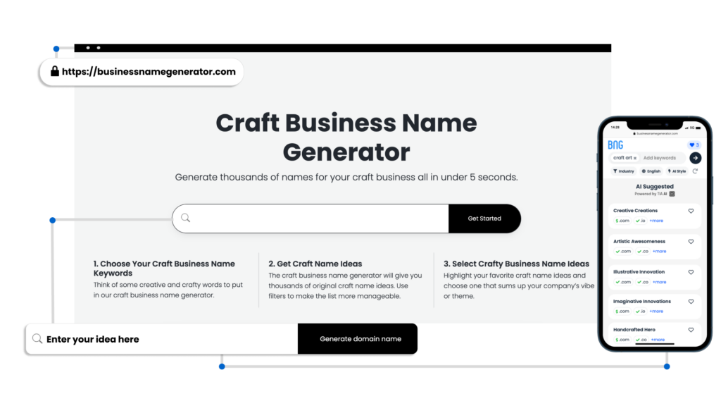 Screenshot of How to use our Craft Business Name Generator