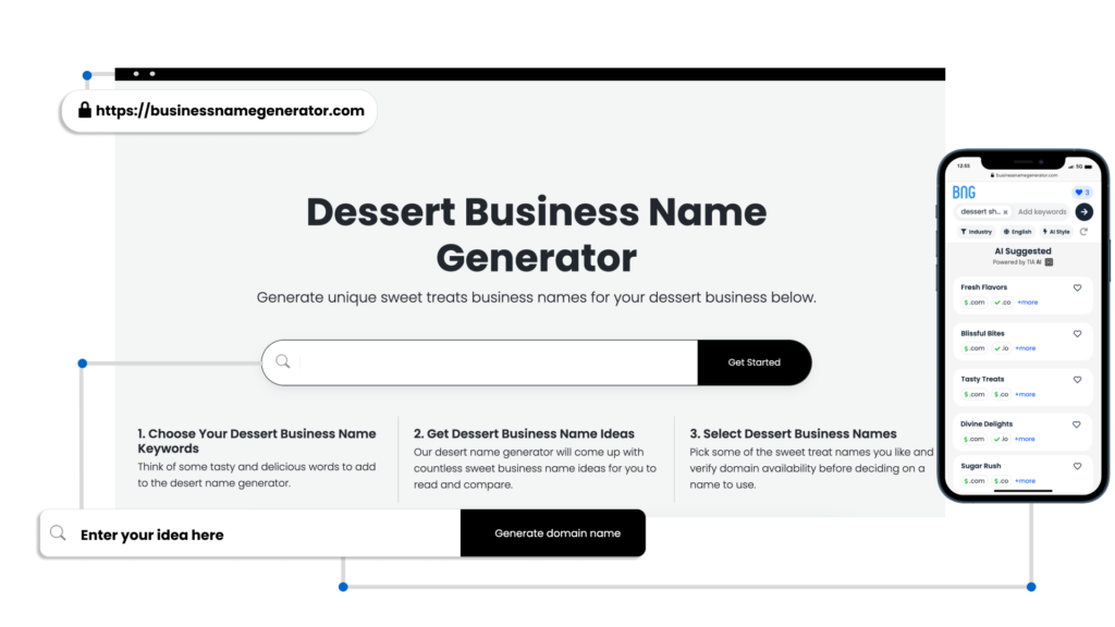 Screenshot of How to use our Dessert Business Name Generator