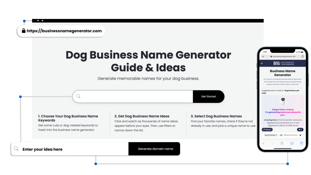 Screenshot of How to use our Dog Business Name Generator