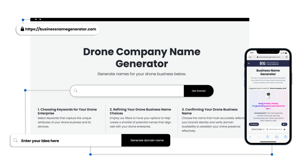Screenshot of How to use our Drone Company Name Generator