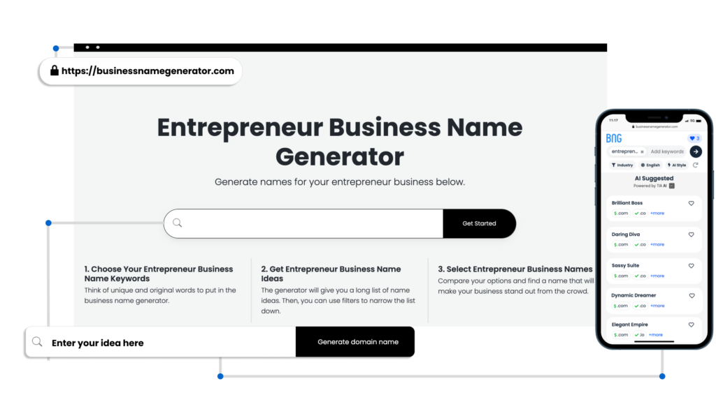 Screenshot of Entrepreneur Business Name Generator