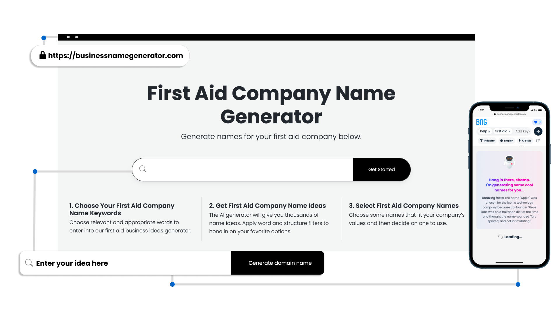 Screenshot - Benefits of our First Aid Company Name Generator