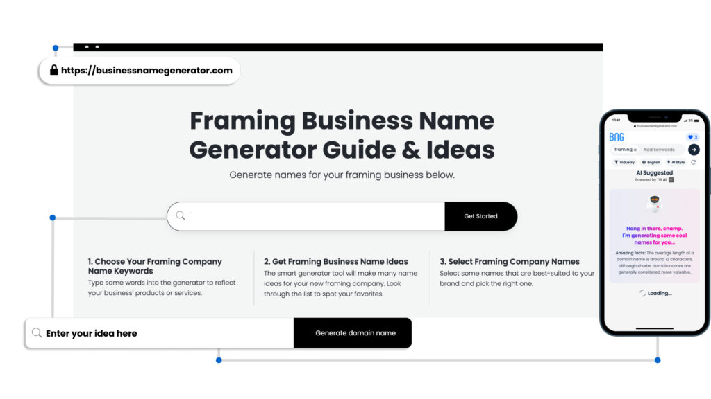 Screenshot of How to use our Framing Business Name Generator