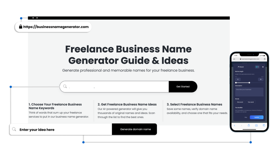 Screenshot of How to use our Freelance Business Name Generator