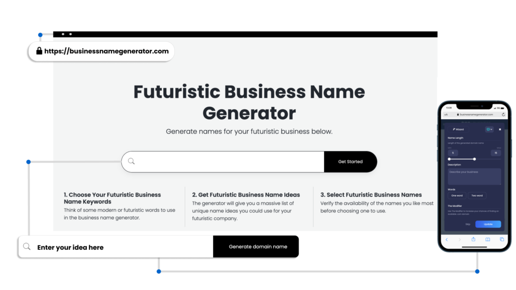 Screenshot of How to use our Futuristic Business Name Generator