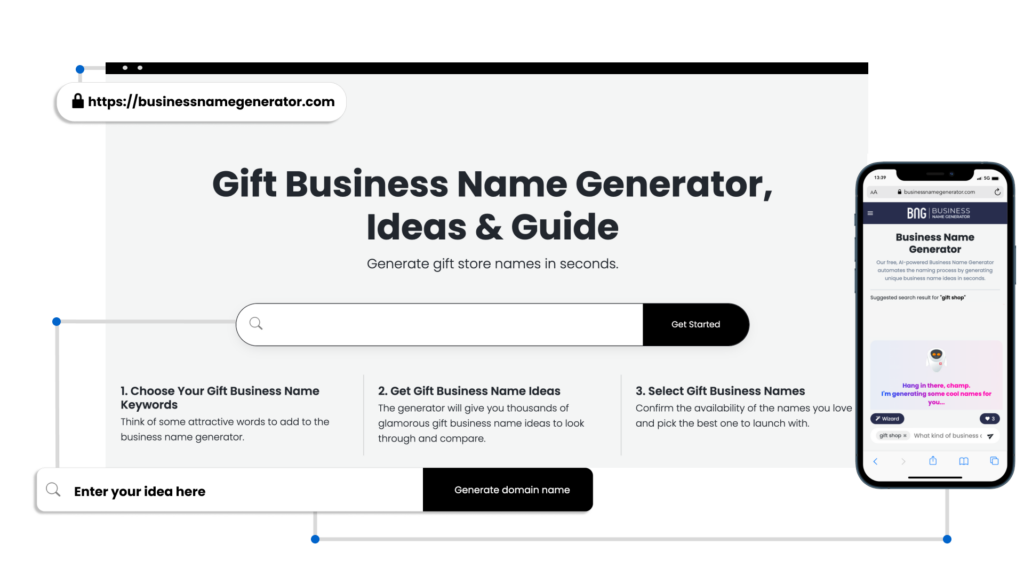 Screenshot of How to use our Gift Business Name Generator
