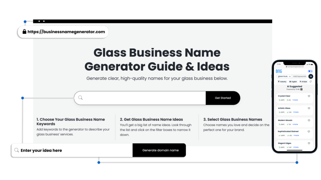 Screenshot of How to use our Glass Business Name Generator