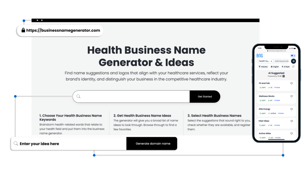 screenshot - Health Business Name Generator