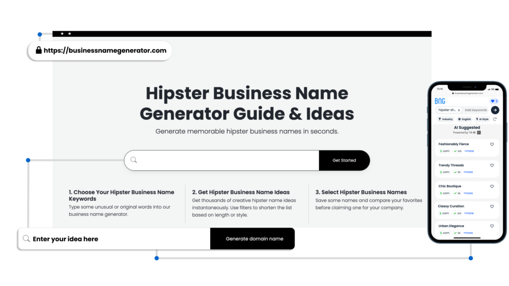 Screenshot of How to use our Hipster Business Name Generator