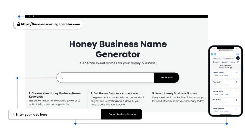 Screenshot of How to use our Honey Business Name Generator