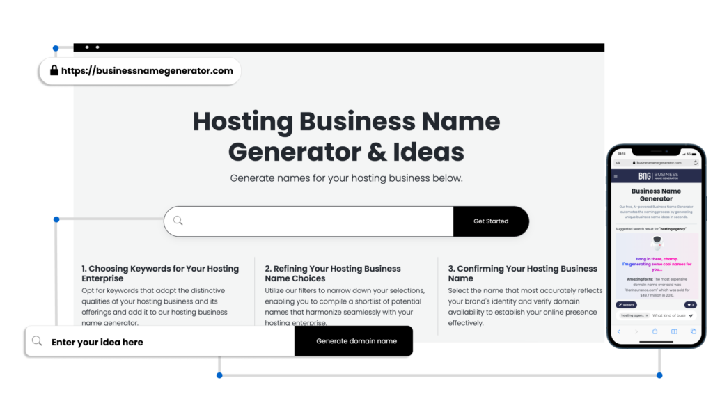 Screenshot of How to use our Hosting Business Name Generator