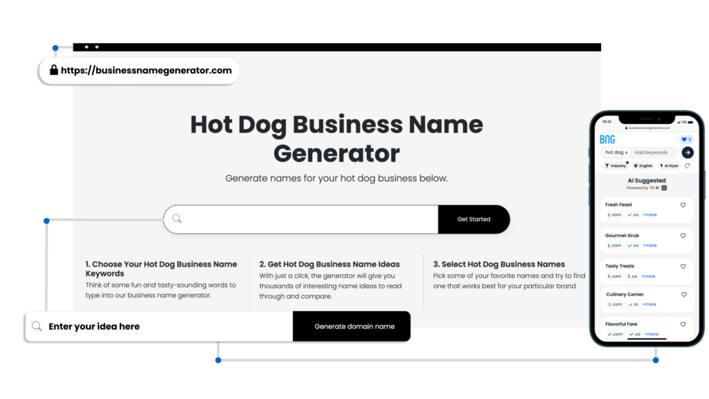 Screenshot of How to use our Hot Dog Business Name Generator