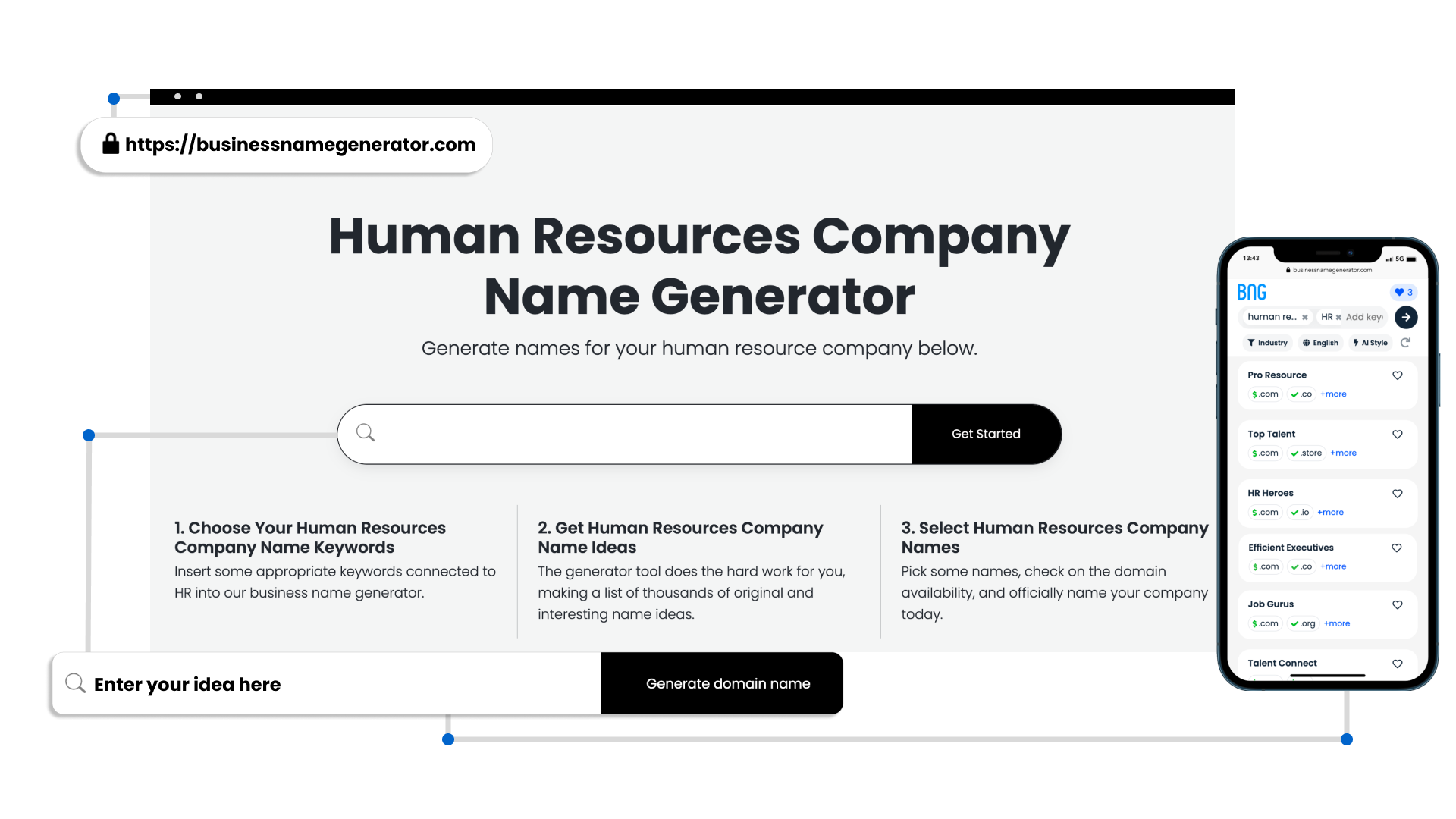 Screenshot - Human Resources Company Name Generator Features