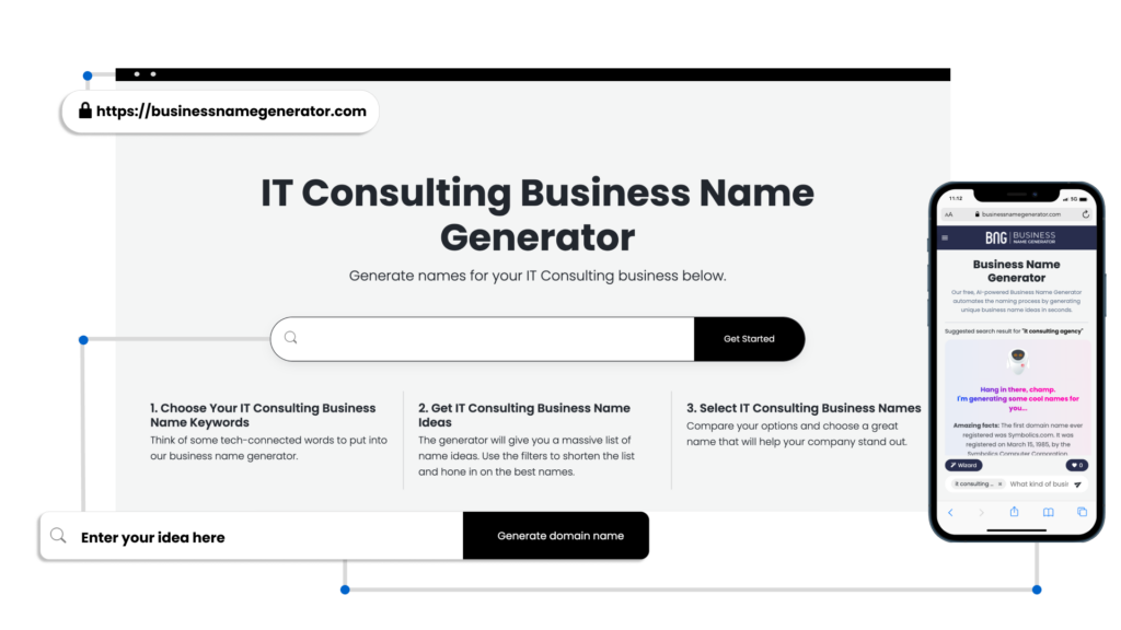 Screenshot of IT Consulting Business Name Generator