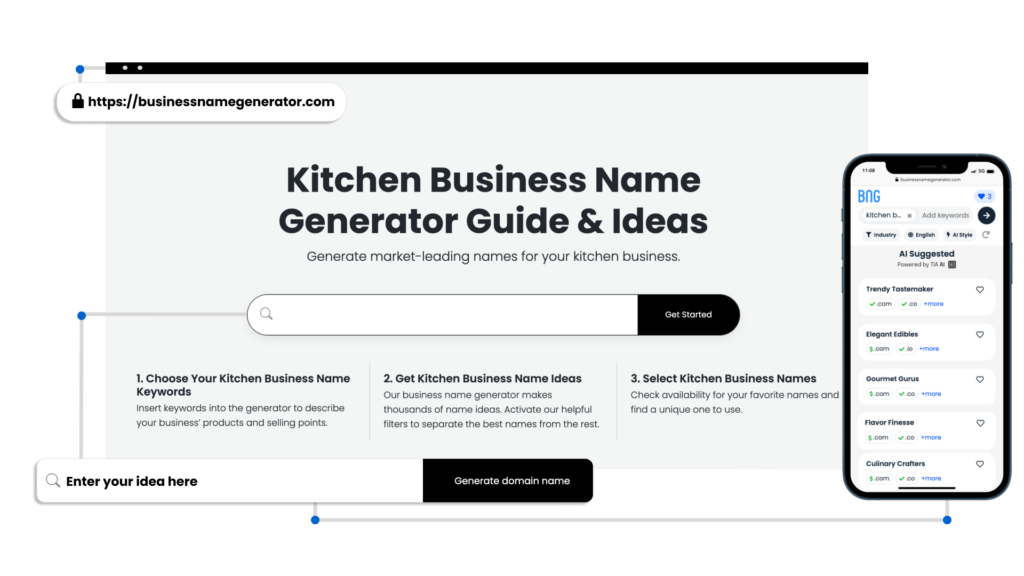Screenshot of How to use our Kitchen Business Name Generator