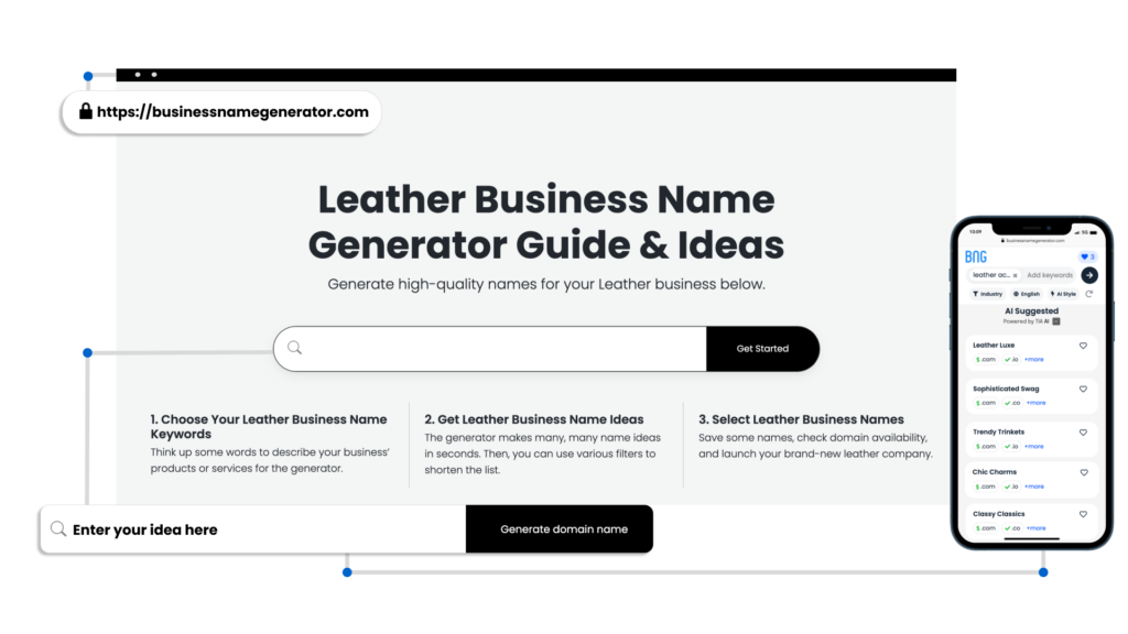Screenshot of How to use our Leather Business Name Generator